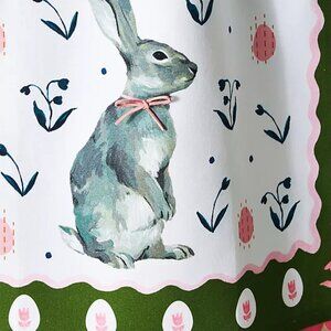 Anthropologie BLOSSOM BUNNY Dishtowel NWT Animal Lover Gray Rabbit Easter gift